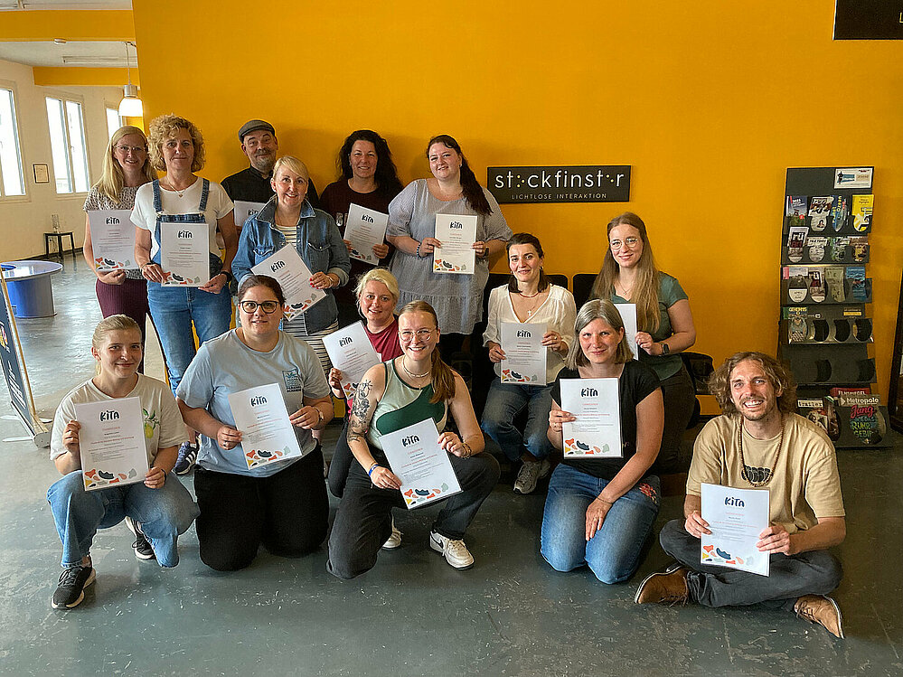 Gruppenfoto im Stockfinster Essen