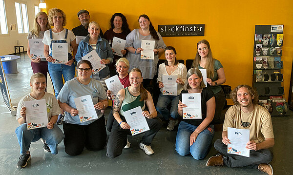Gruppenfoto im Stockfinster Essen