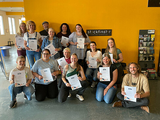 Gruppenfoto im Stockfinster Essen