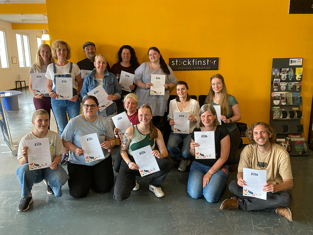 Gruppenfoto im Stockfinster Essen